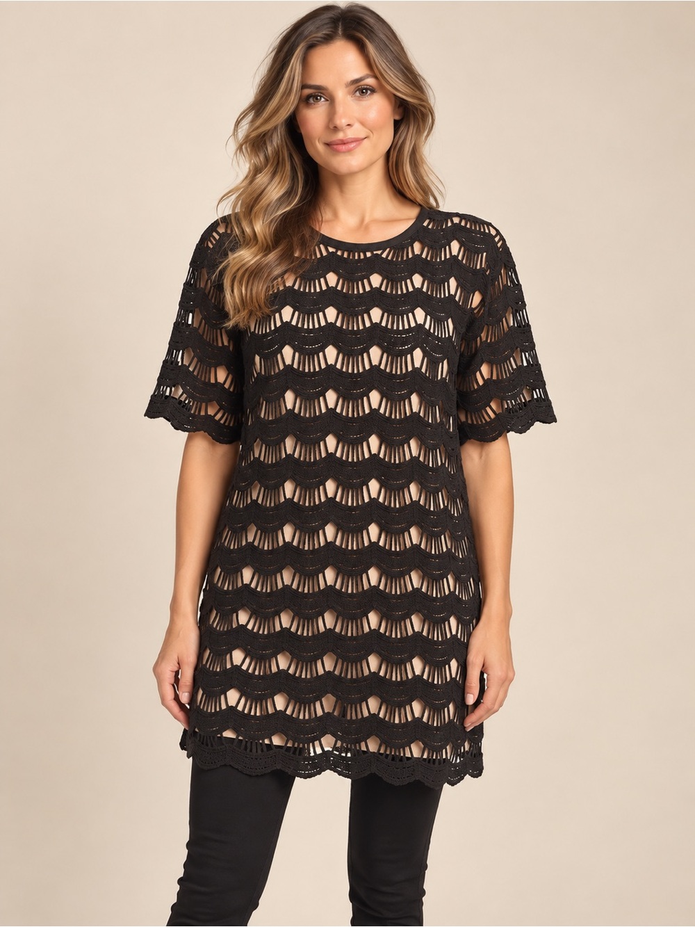 Like new kate spade Black Crochet tunic size 12